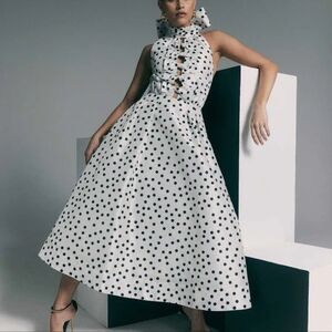 Rebecca Vallance Delia Polka dot Taffeta Halterneck Midi-Dress